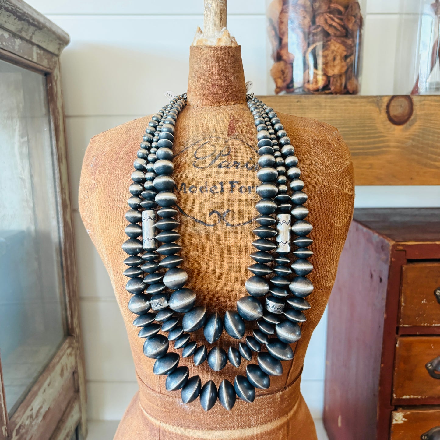 Navajo Rose Martin Sterling Silver Handmade Pearls Necklace