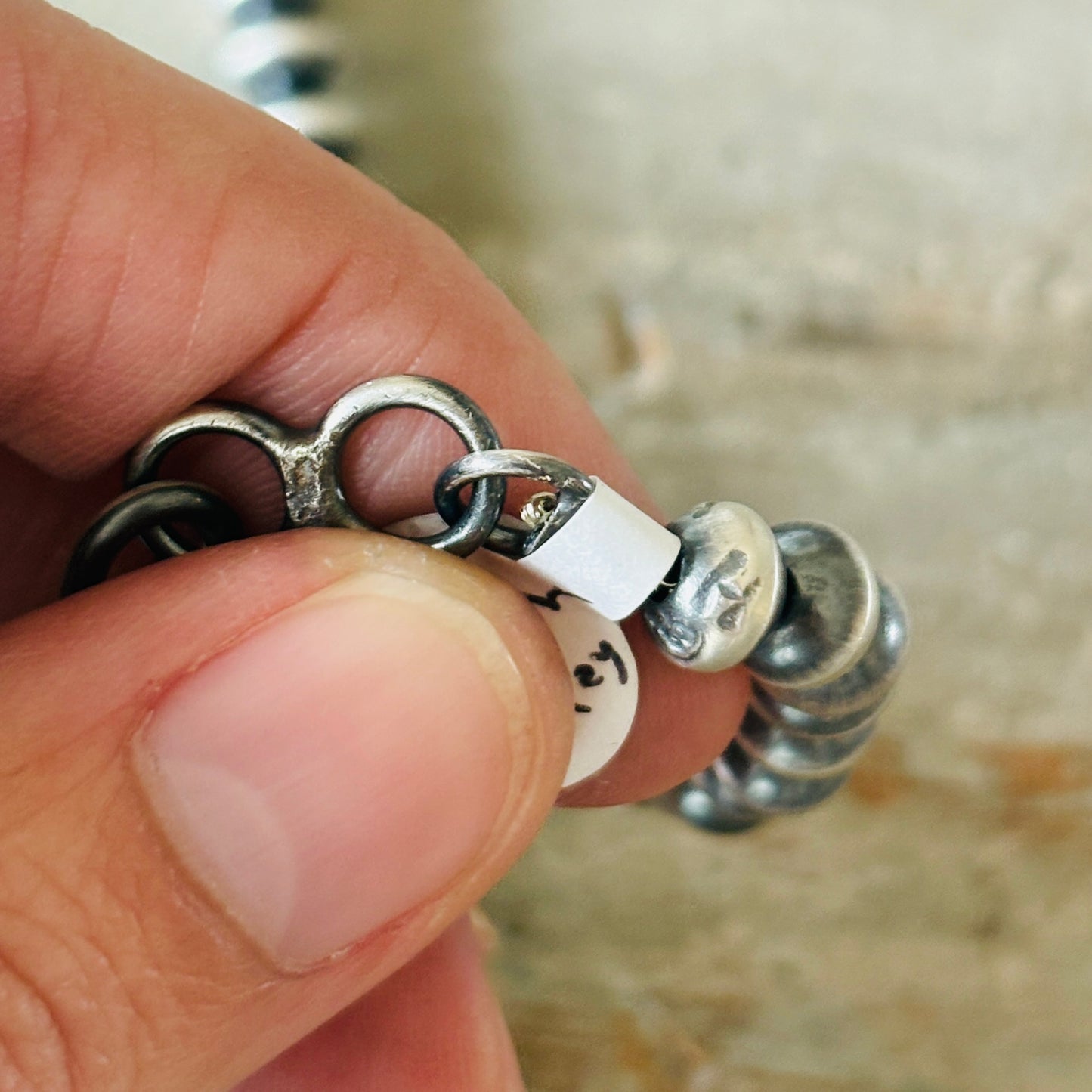 Navajo Tonisha Haley Sterling Silver 6.5mm Handmade Pearls Jacla Necklace