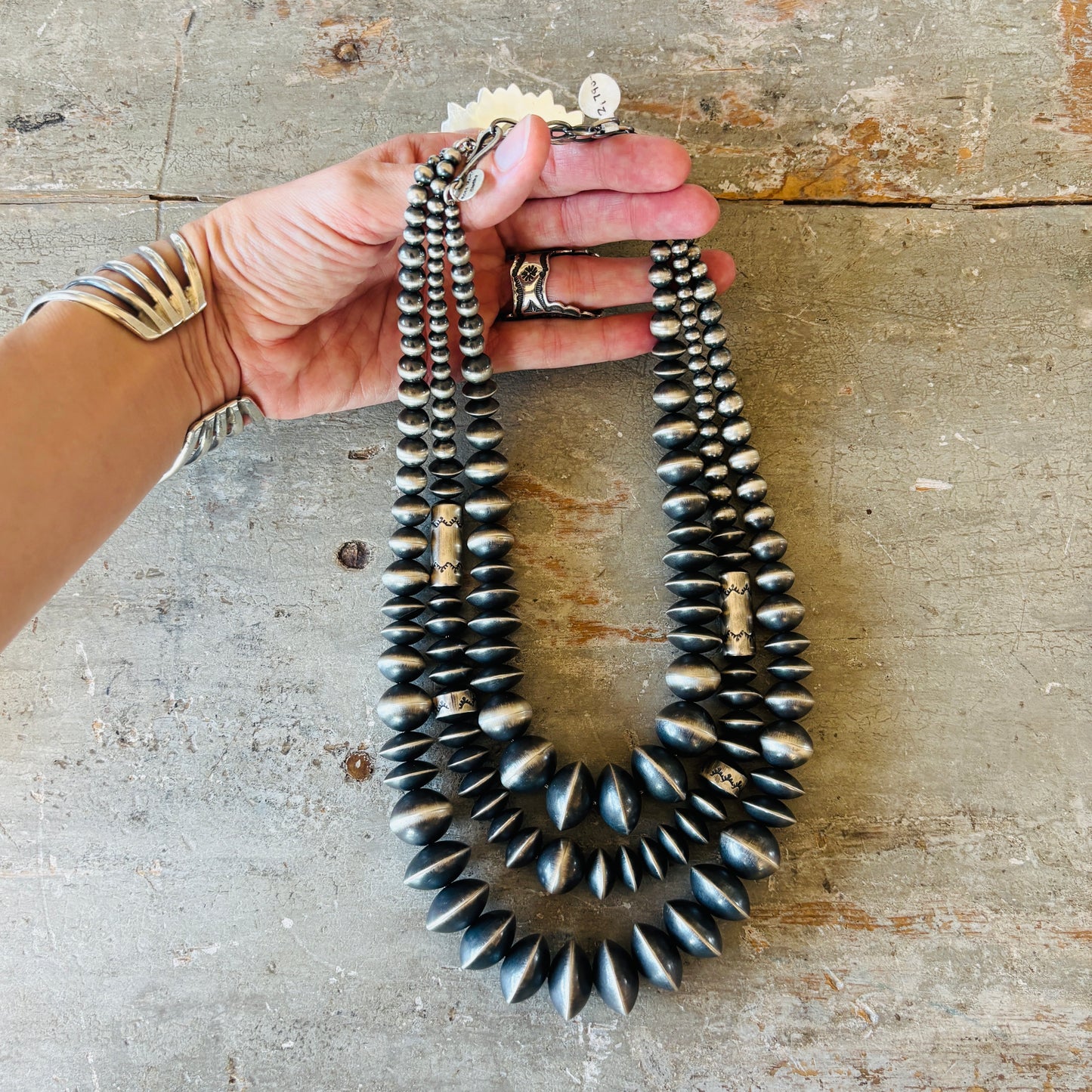 Navajo Rose Martin Sterling Silver Handmade Pearls Necklace