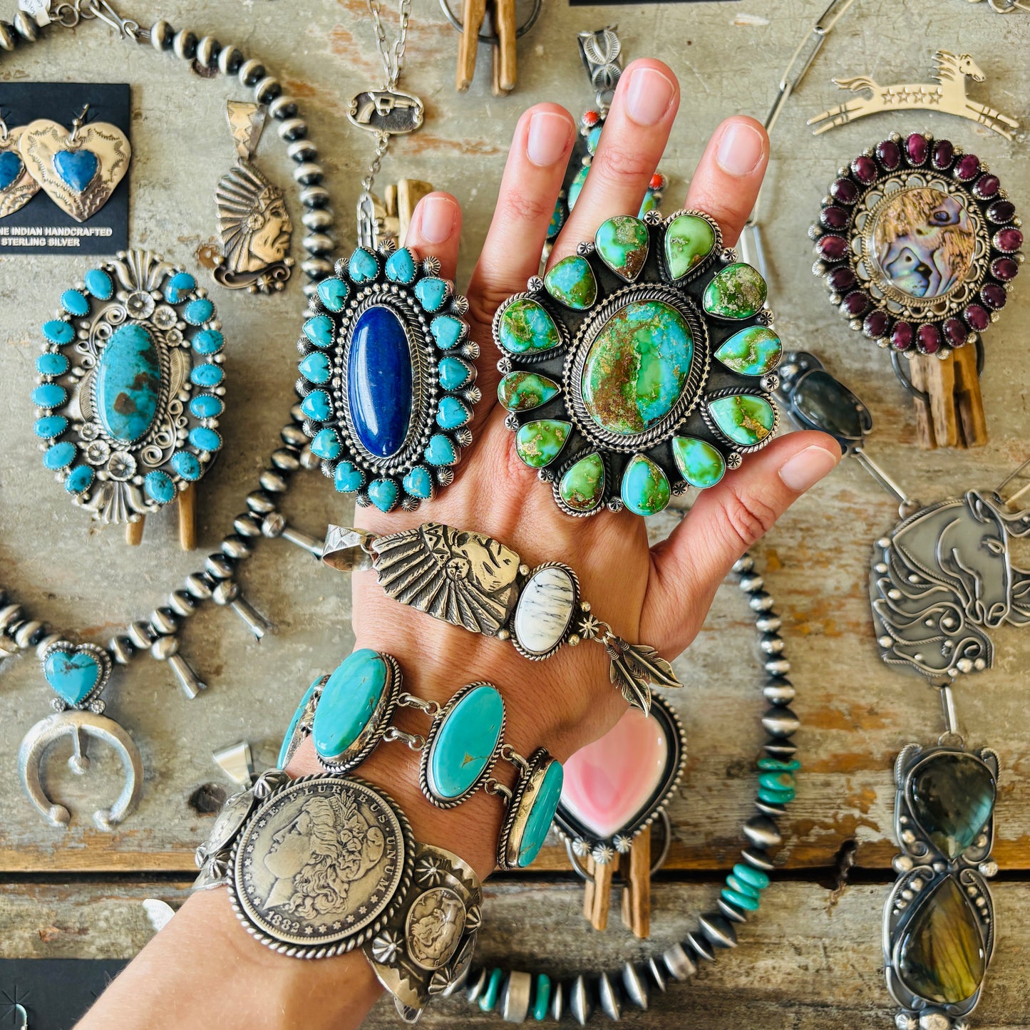 Navajo Miranda Willie Sterling Silver & Labradorite Horse Statement Necklace