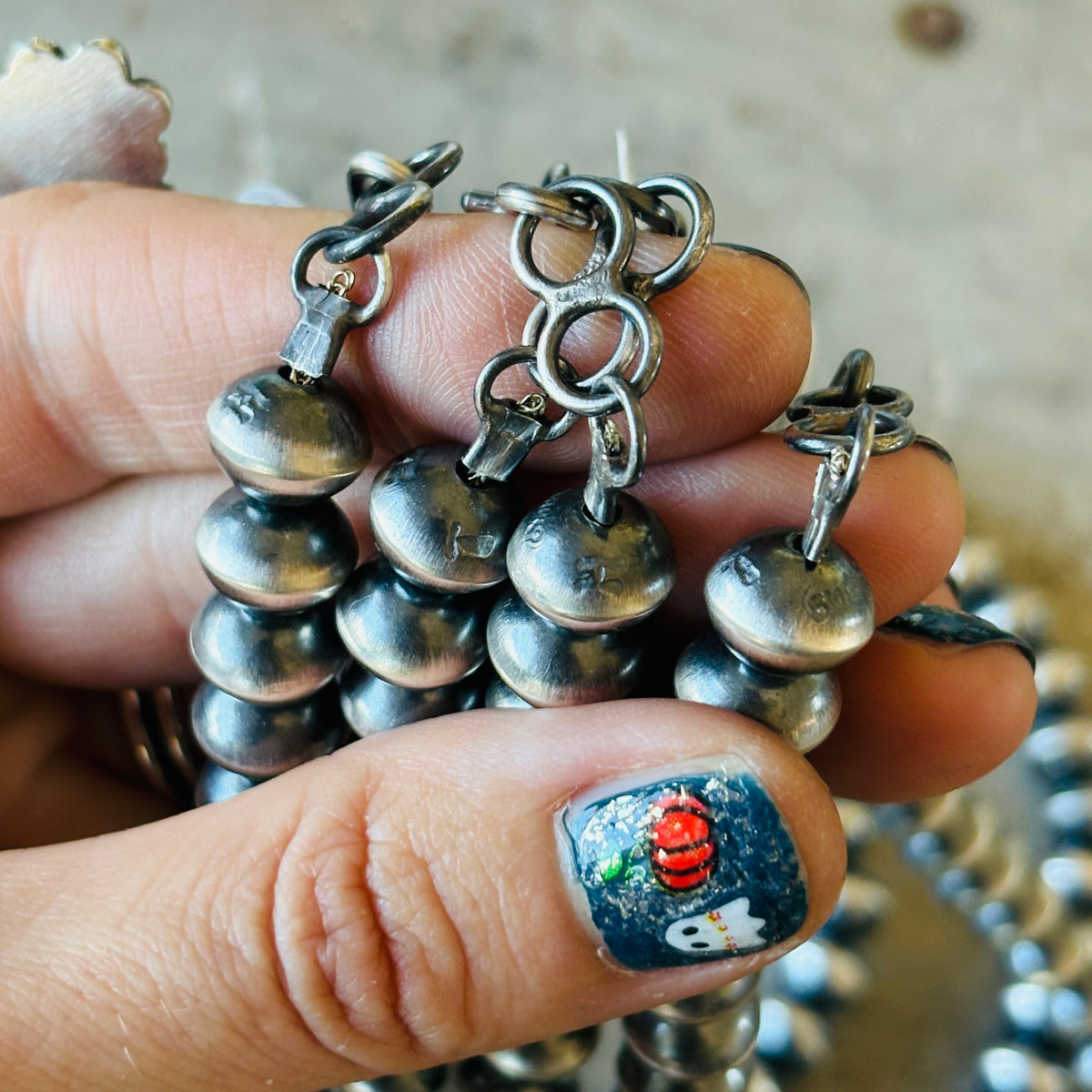 Navajo Tonisha Haley Sterling Silver 10mm Handmade Pearls Necklace