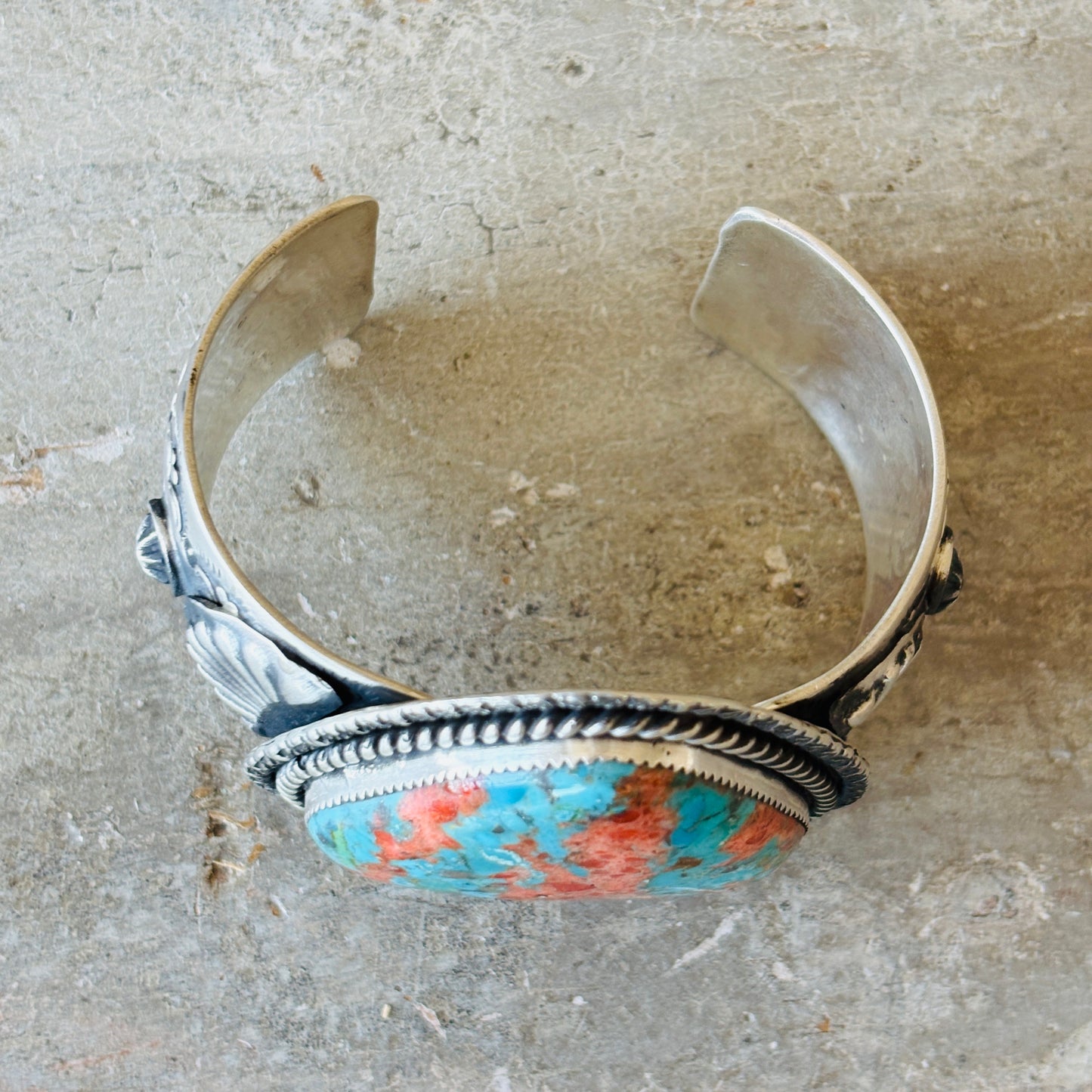 Navajo Rocky Little Sterling Silver & Mojave Hearts - Horses Statement Cuff