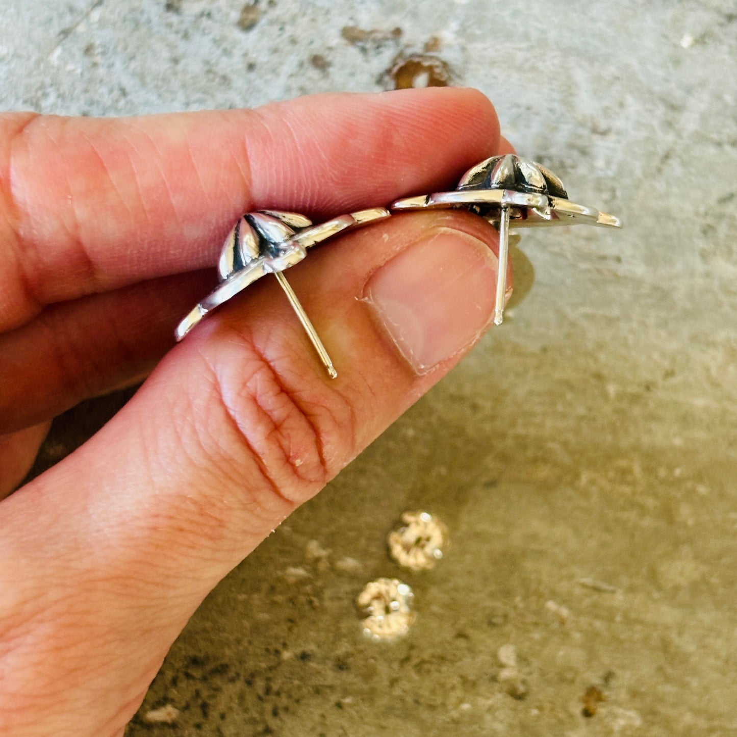 Navajo Jennifer Curtis Sterling Silver Statement Earrings