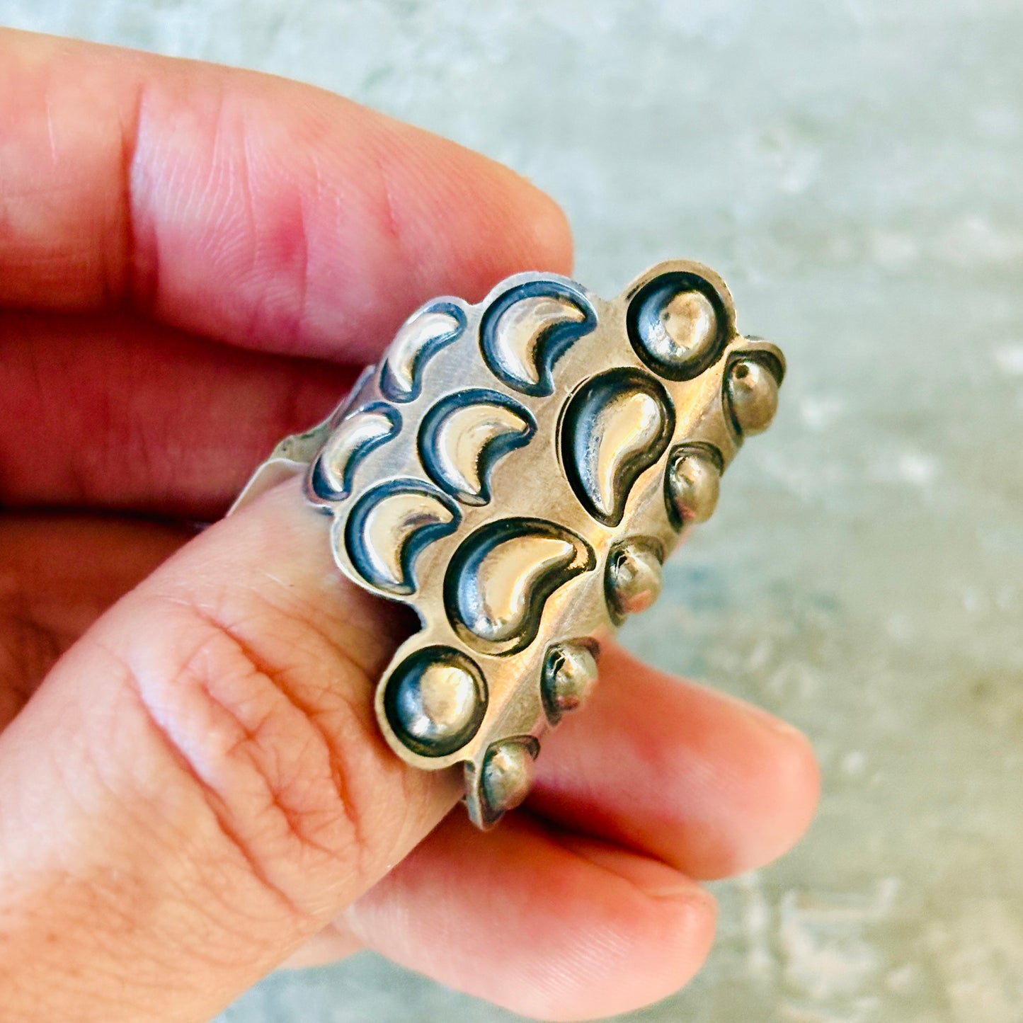 Navajo Alex Sanchez Sterling Silver Repousse Ring