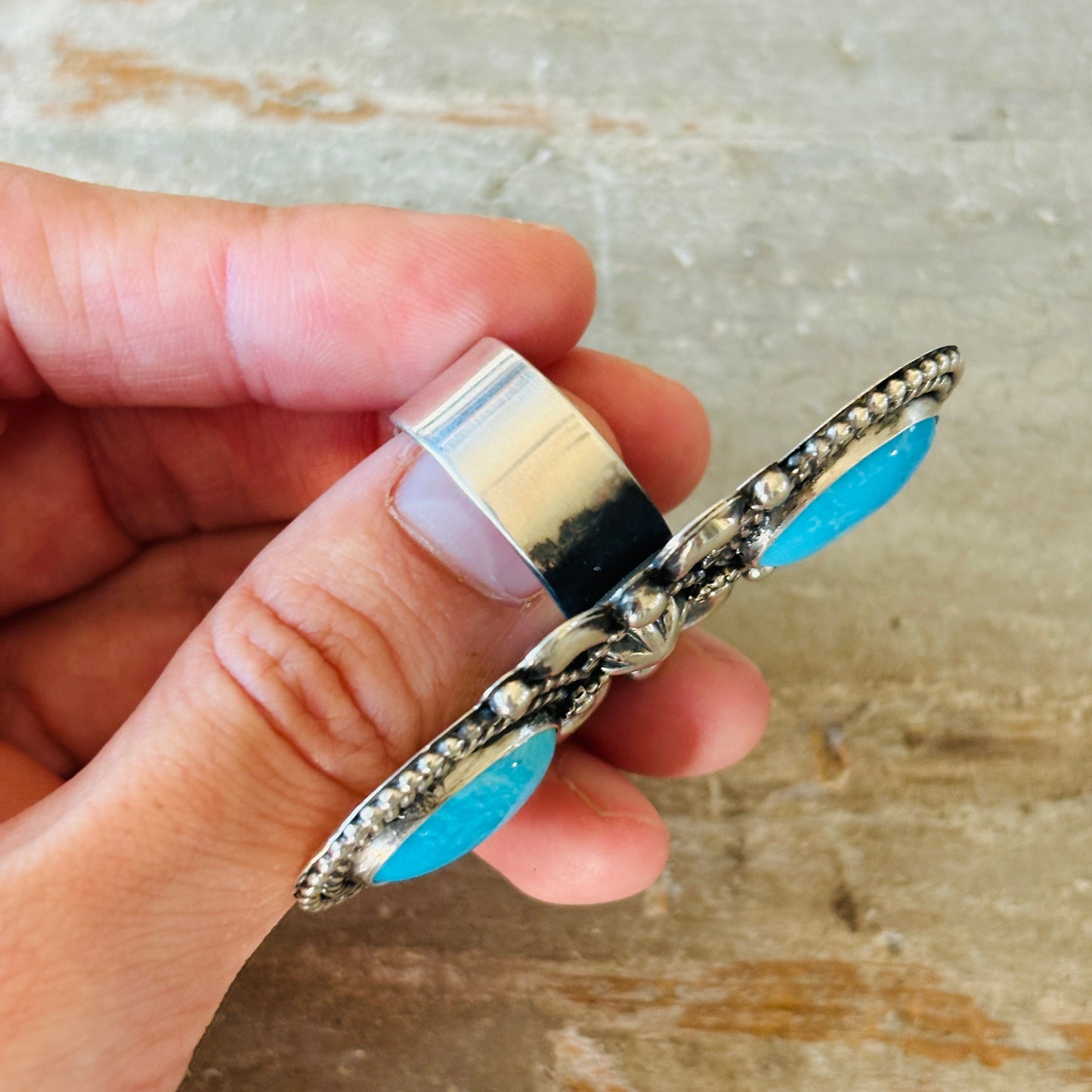 Navajo Braxton Parkett Sterling Silver & Turquoise Statement Ring