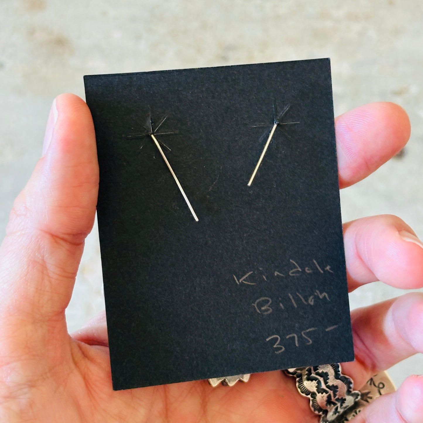 Navajo Kindale Billah Sterling Silver & Kingman Turquoise Star Earrings