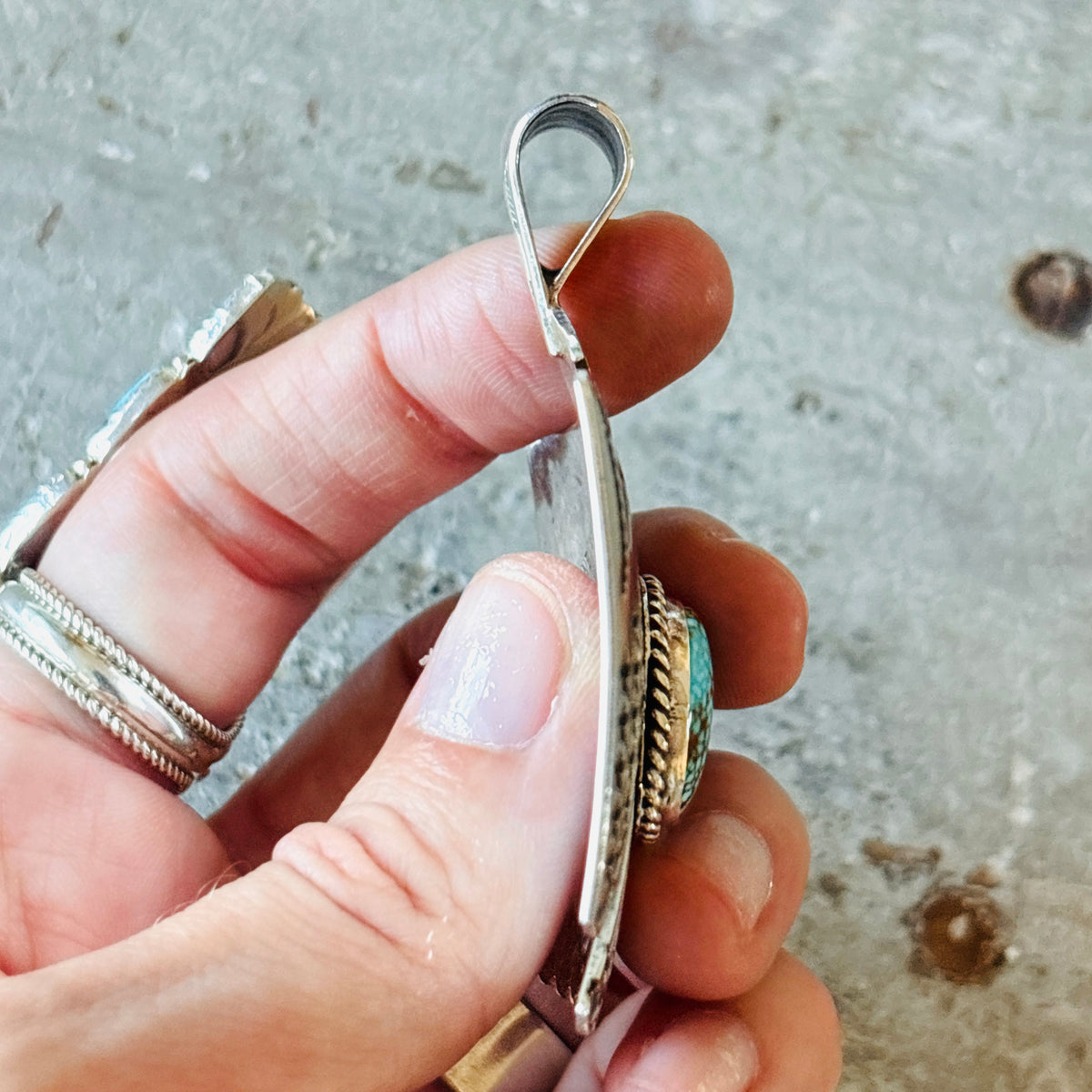 Navajo Sunshine Reeves Sterling Silver & Web Kingman Thunderbird Pendant
