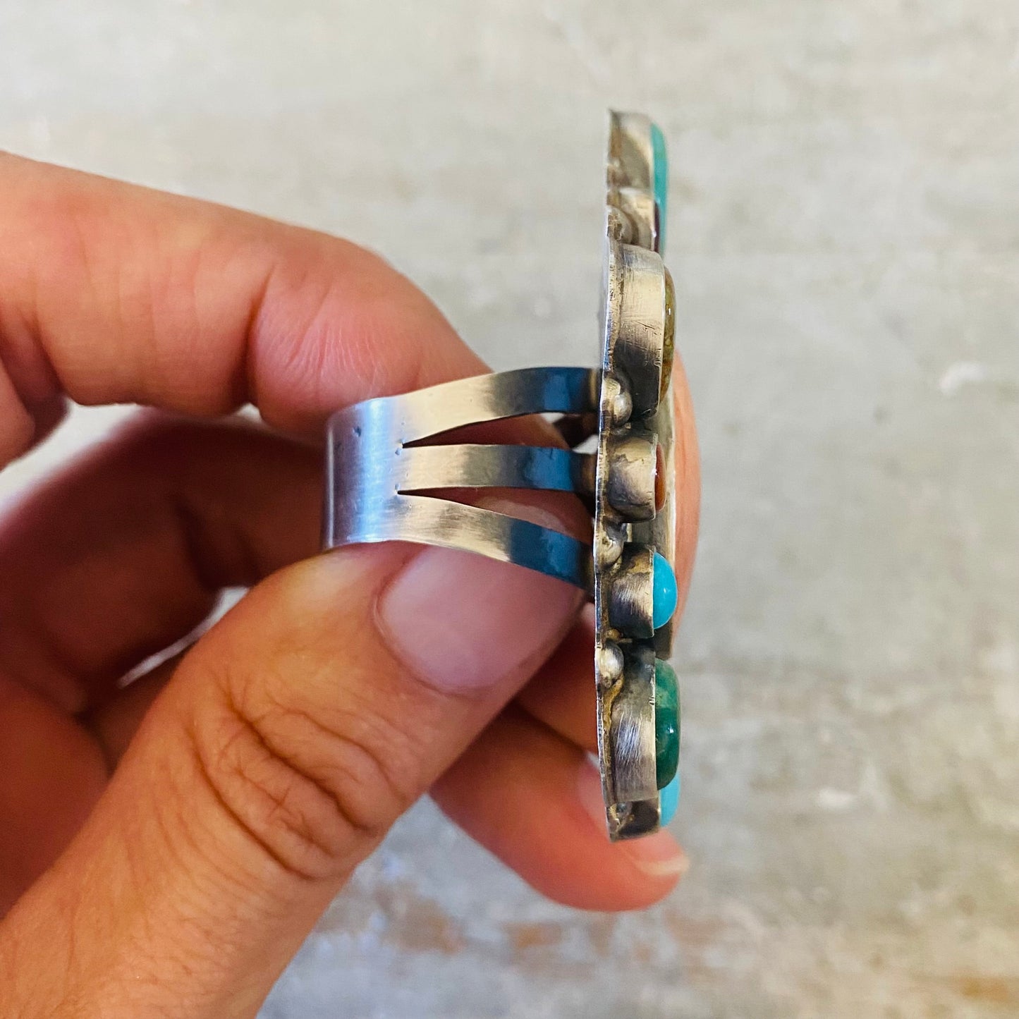 Navajo Anthony Skeets Sterling Silver Multi Stone Ring