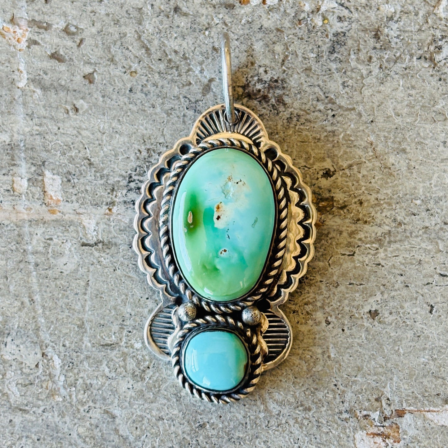 Navajo Bryant Martinez Sterling Silver & Sonoran Turquoise Pendant