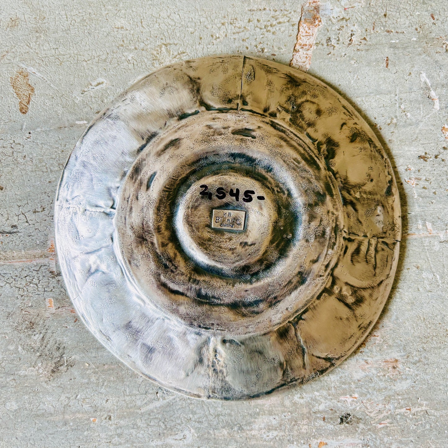 Navajo Kindale Billah Sterling Silver & Ceramic Jewelry Dish