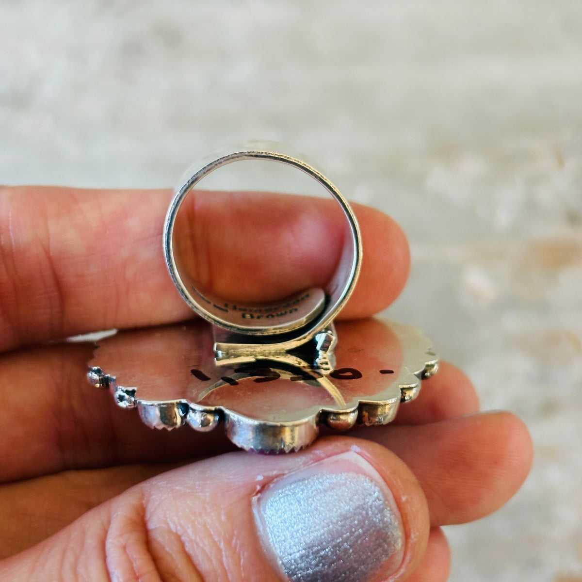 Navajo Hemerson Brown Sterling Silver - Multi Stone Cluster Statement Ring