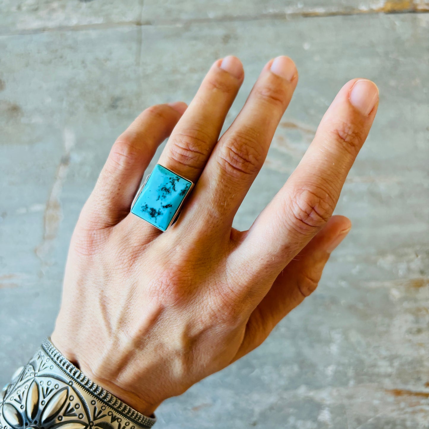 Navajo Mildred Parkhurst Sterling Silver & Sleeping Beauty Turquoise Ring