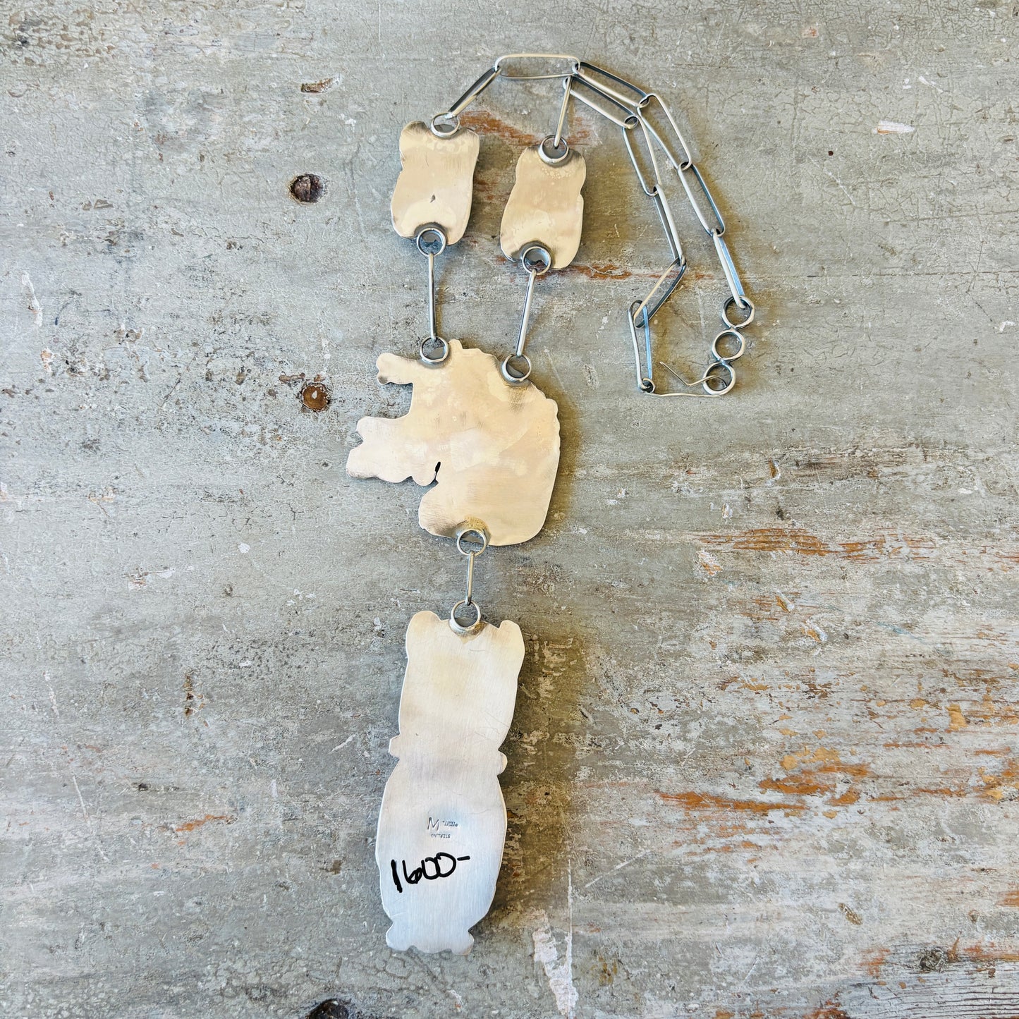 Navajo Miranda Willie Sterling Silver & Labradorite Horse Statement Necklace
