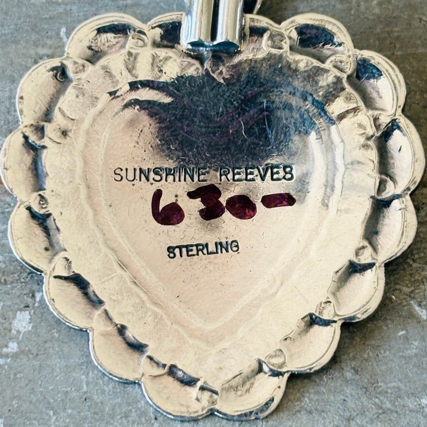Navajo Sunshine Reeves Sterling Silver Heart Pendant