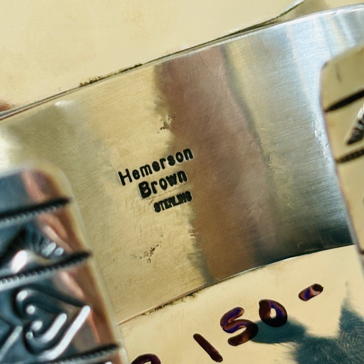 Navajo Hemerson Brown Sterling Silver - Orange - Purple Spiny & Kingman Turquoise Heart Cobblestone Cuff