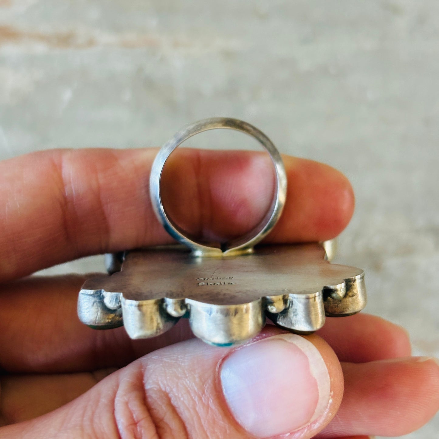 Navajo Sheila Becenti Sterling Silver & Mixed Turquoise Ring