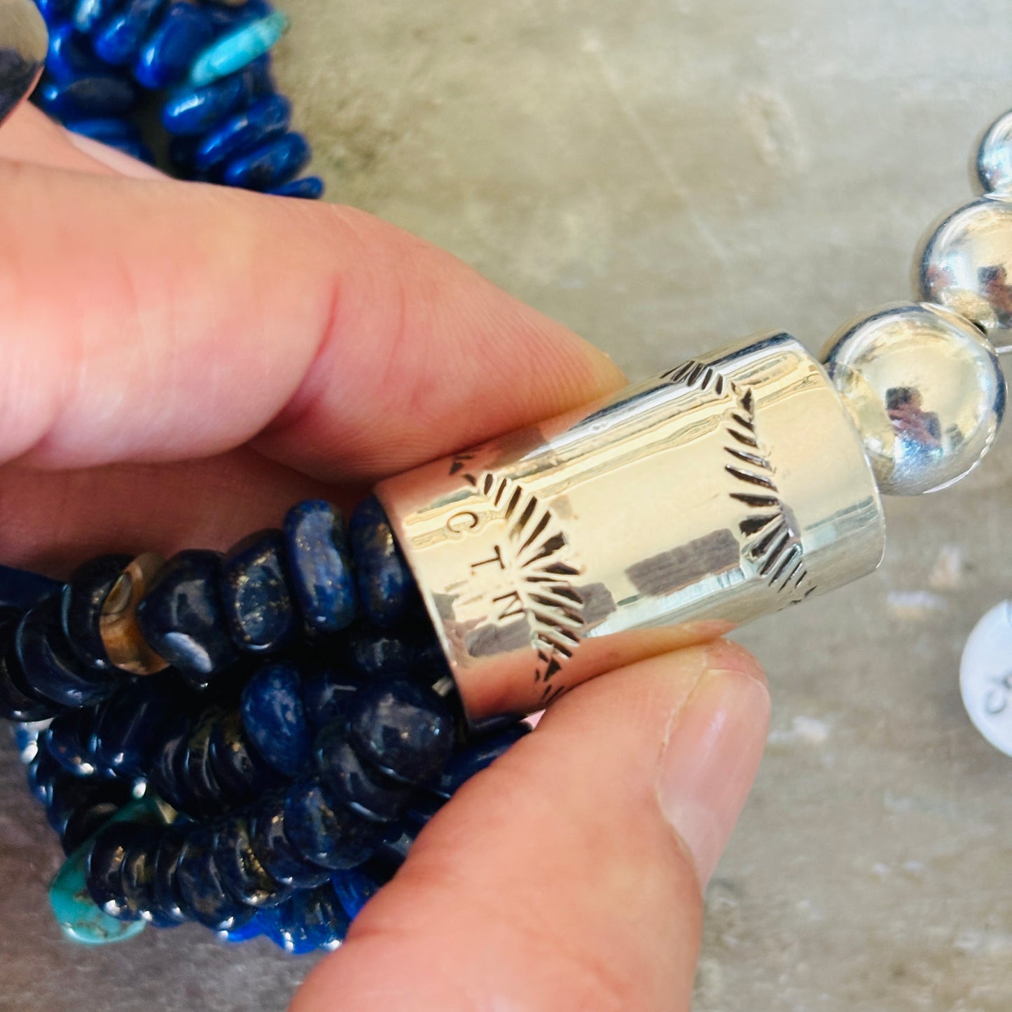 Santo Domingo Chris Nieto Sterling Silver & Lapis Multi Stone 7 Strand Necklace