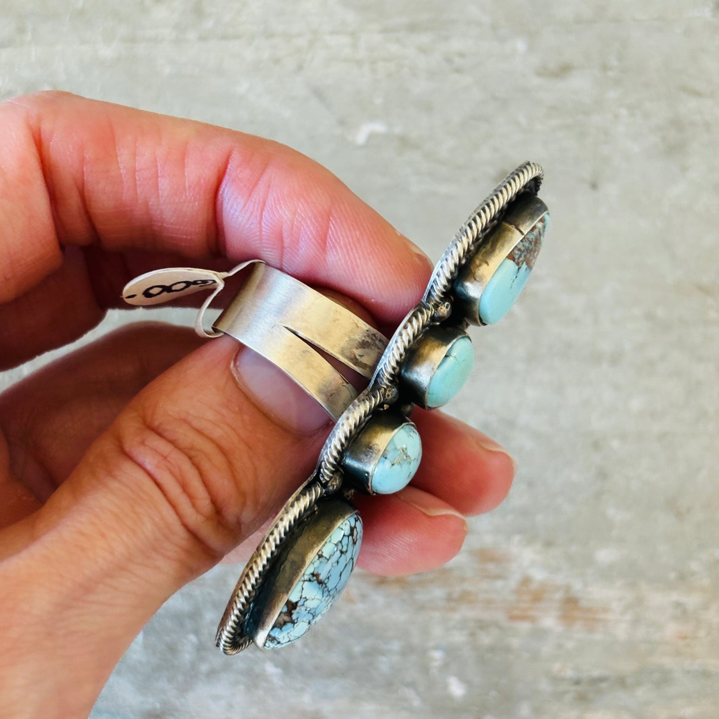 Navajo Sheila Becenti Sterling Silver & Golden Hills Four Stone Ring