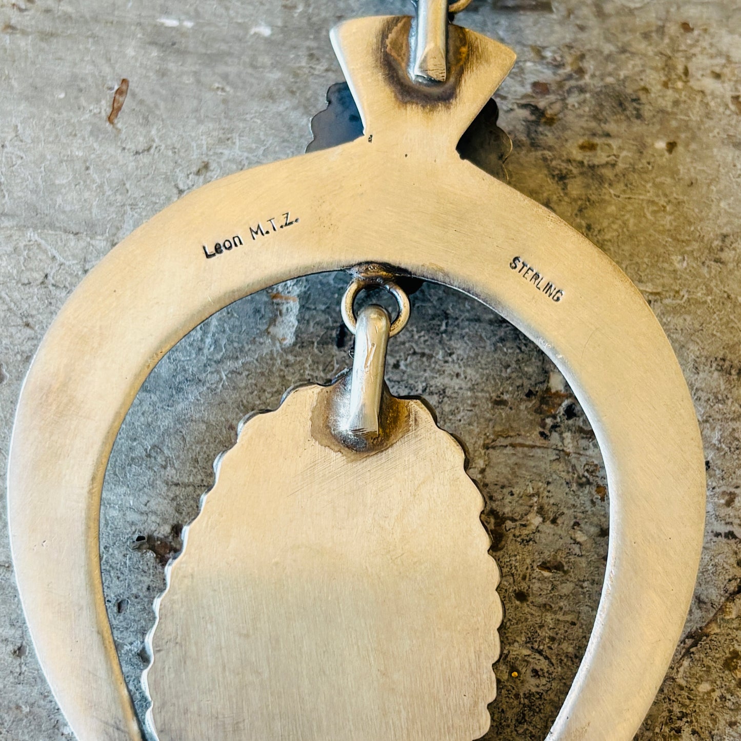 Navajo Leon Martinez Sterling Silver & Royston Turquoise Naja Pendant