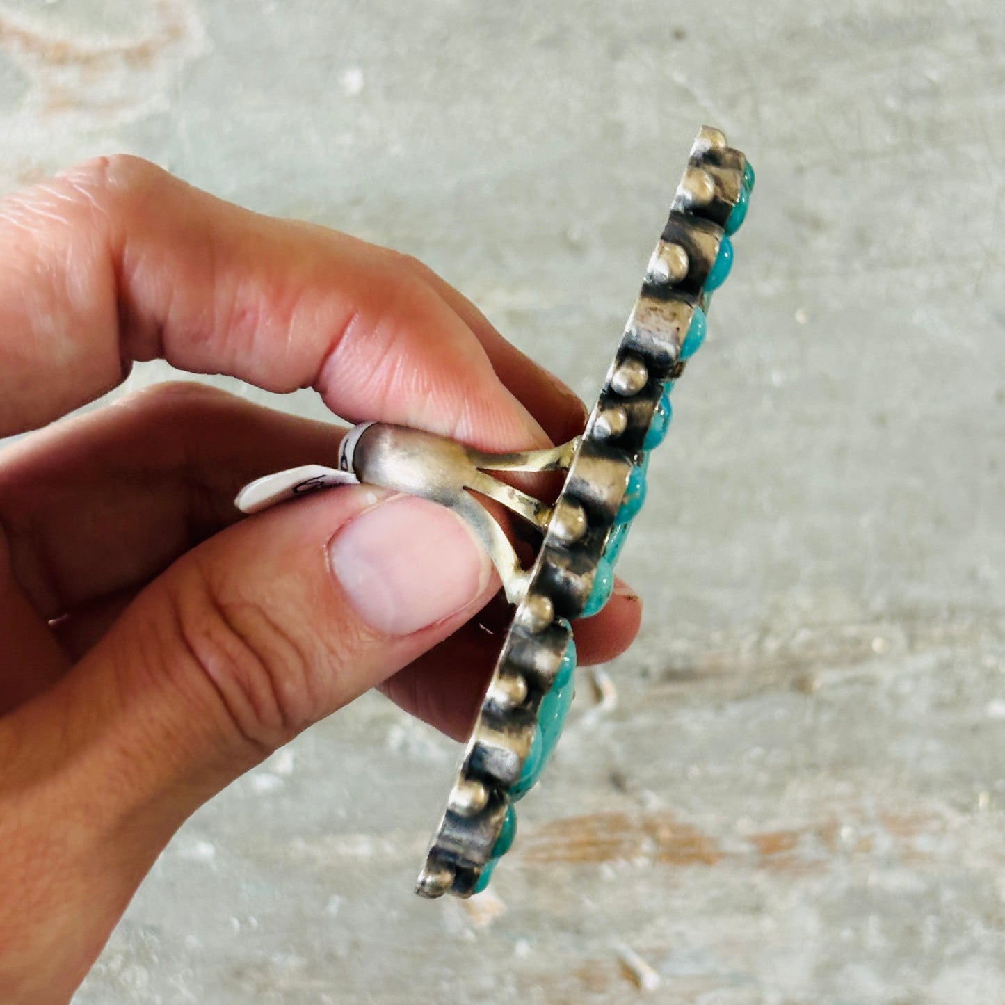 Navajo Bobby Johnson Sterling Silver & Mixed Turquoise Cluster Ring