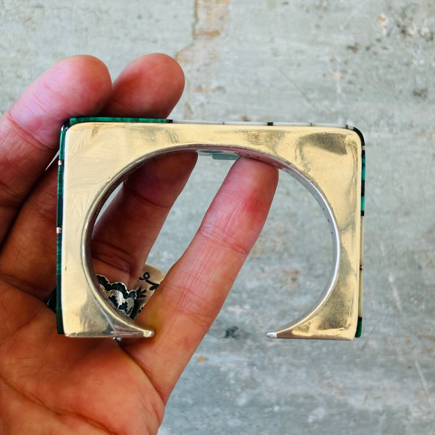 Navajo Harold Smith Sterling Silver Multi Stone Prototype Inlay Cuff