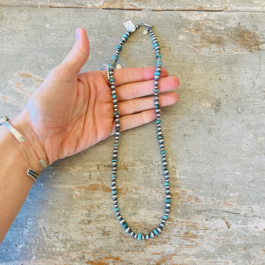 Navajo Sterling Silver & Turquoise Pearls Necklace