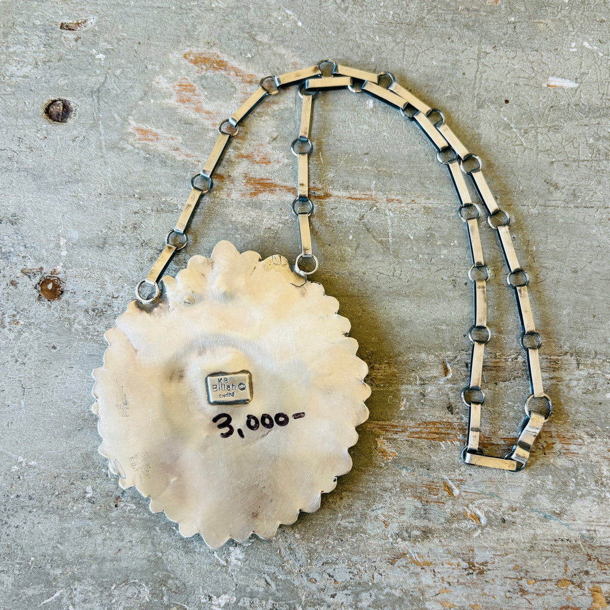 Navajo Kindale Billah Sterling Silver - Ceramic - Mother of Pearl & Moonstone Skull Necklace