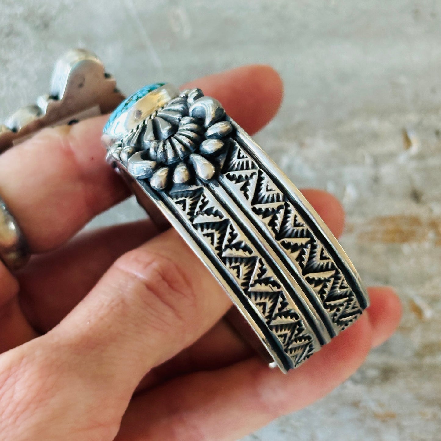 Navajo Tsosie Willie Sterling Silver & Web Kingman Stacker Cuff