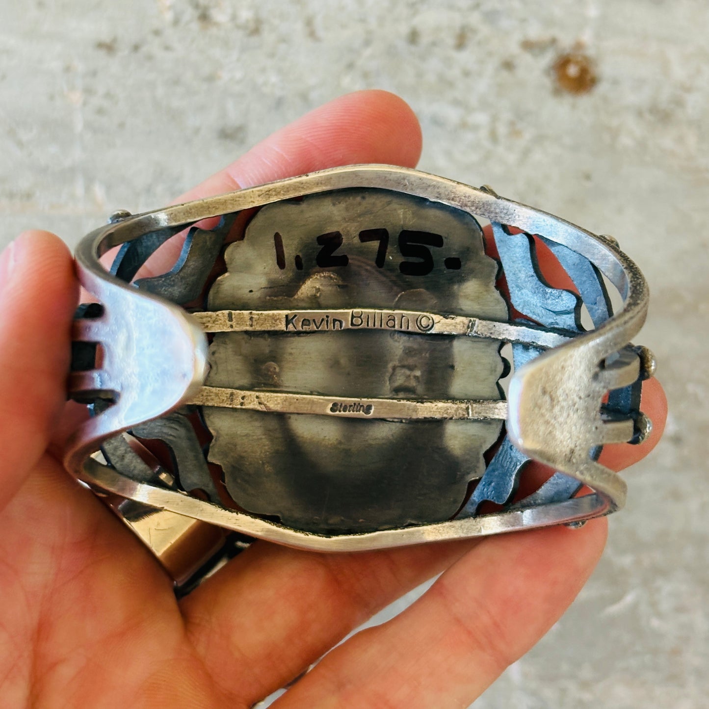 Navajo Kevin Billah Sterling Silver & Kingman Turquoise Statement Cuff
