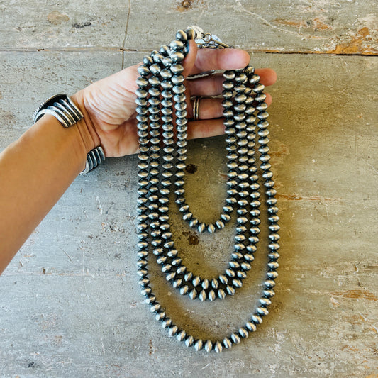 Navajo Tonisha Haley Sterling Silver 10mm Handmade Pearls Necklace