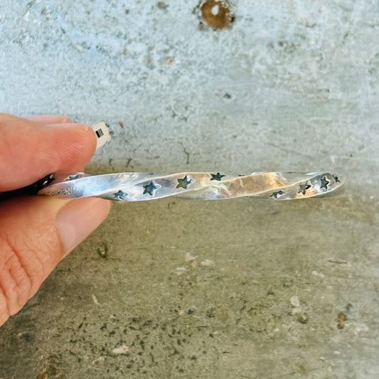 Navajo Sunshine Reeves Sterling Silver Stars Stacker Cuff