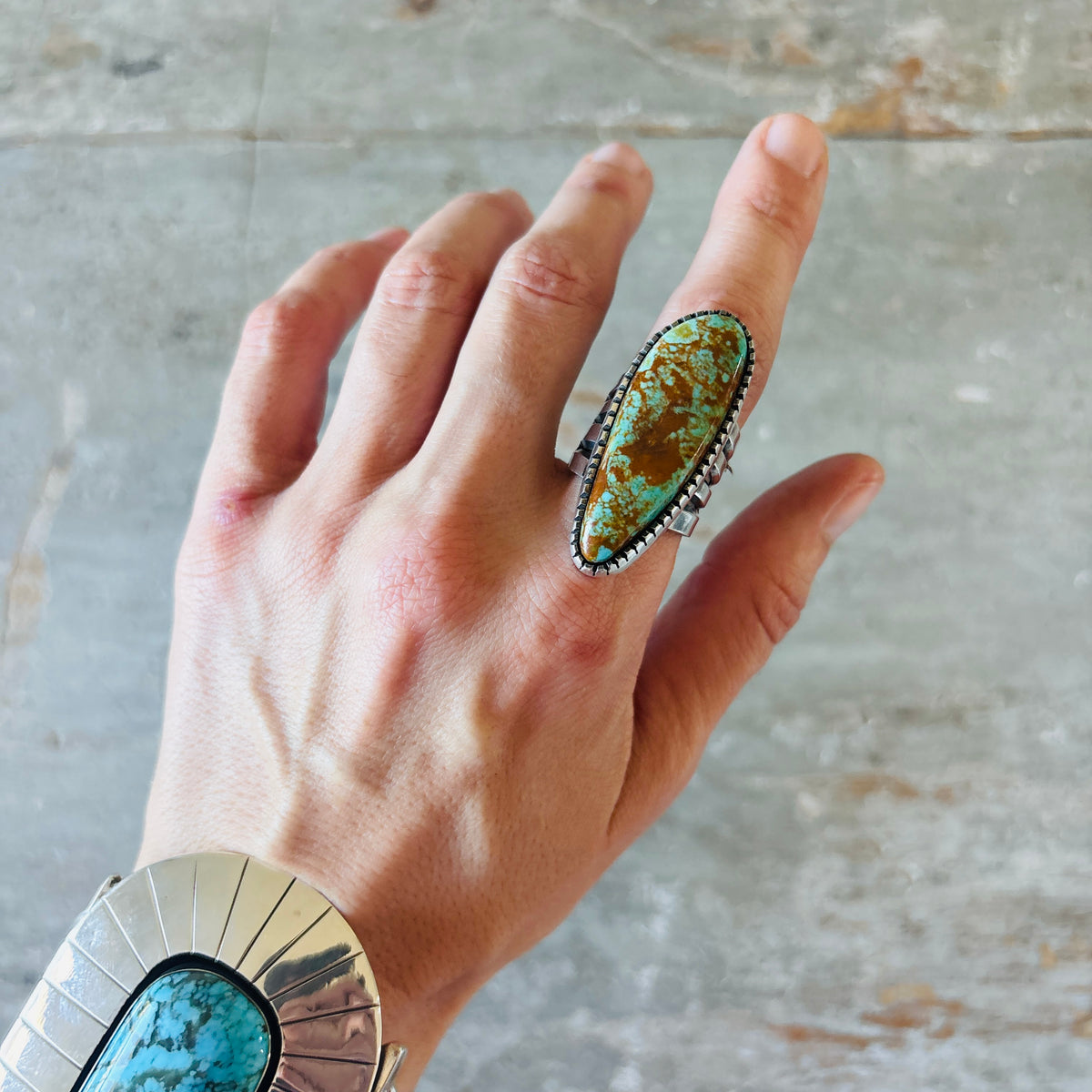 Navajo Stanford Yazzie Sterling Sterling & #8 Turquoise Ring
