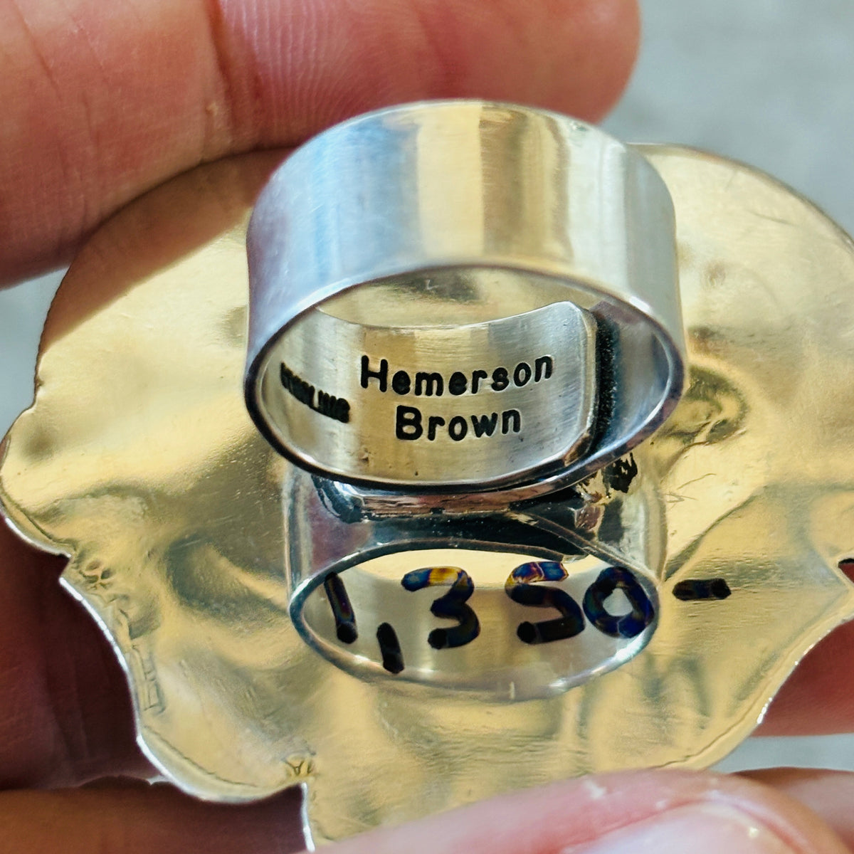 Navajo Hemerson Brown Sterling Silver & Rainbow Dyed Druzy Heart Ring