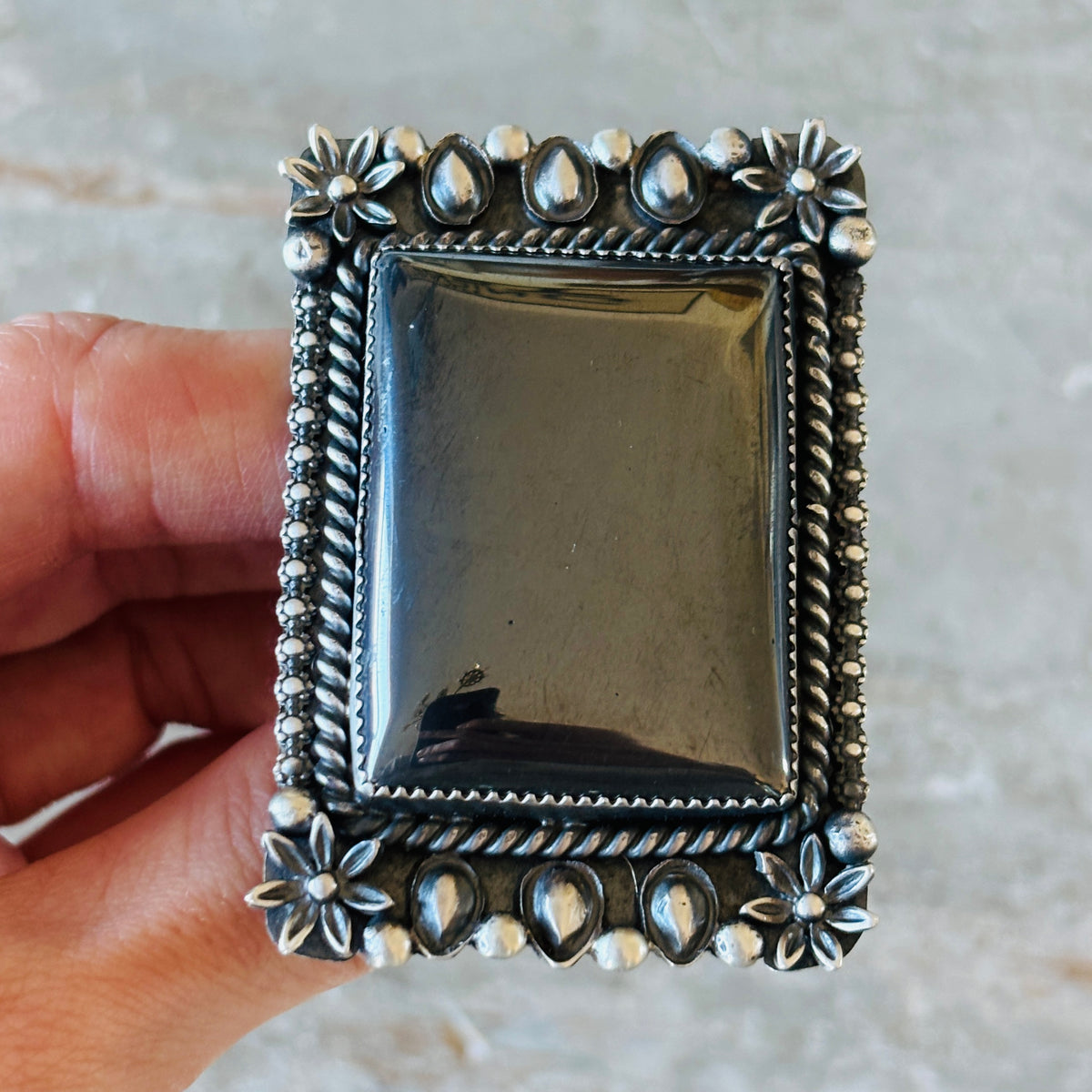 Navajo Kindale Billah Sterling Silver & Hematite Statement Ring
