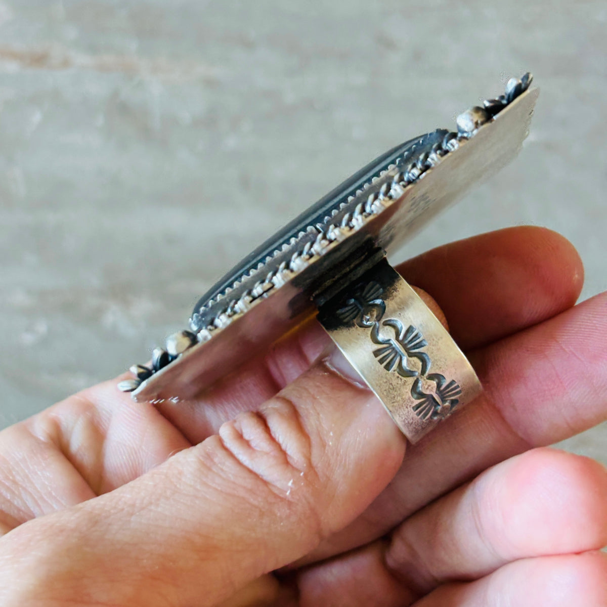 Navajo Kindale Billah Sterling Silver & Hematite Statement Ring