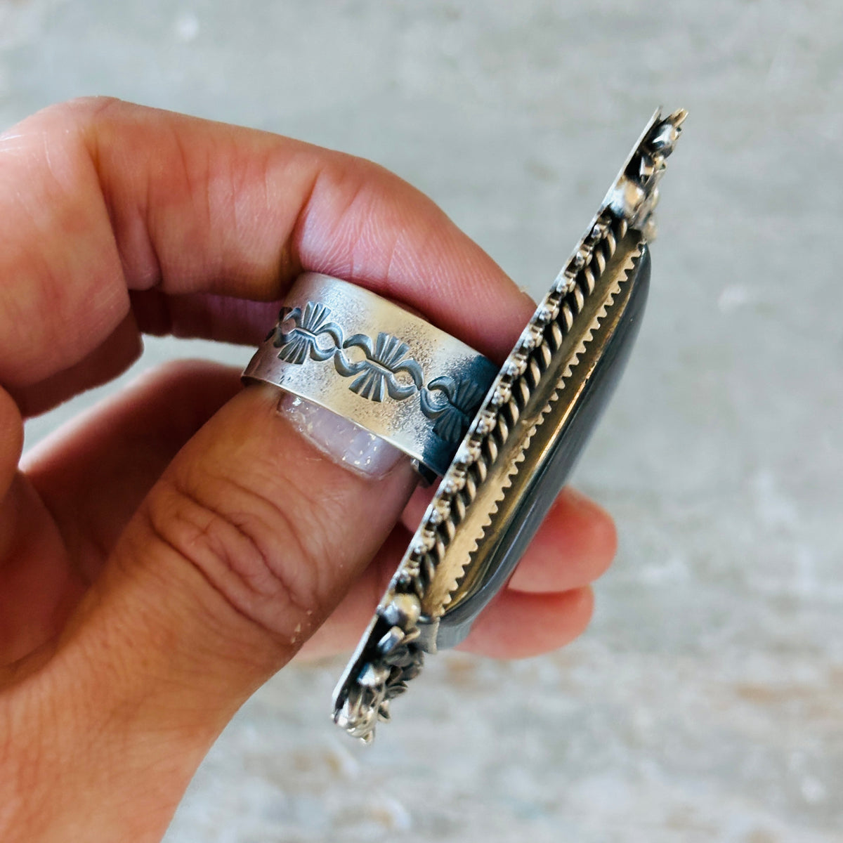 Navajo Kindale Billah Sterling Silver & Hematite Statement Ring