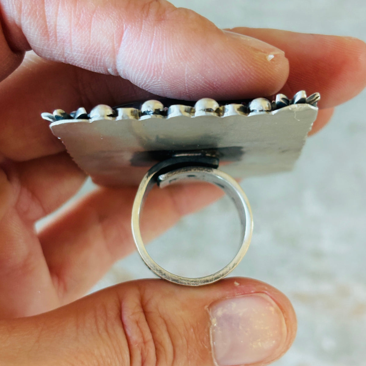 Navajo Kindale Billah Sterling Silver & Hematite Statement Ring