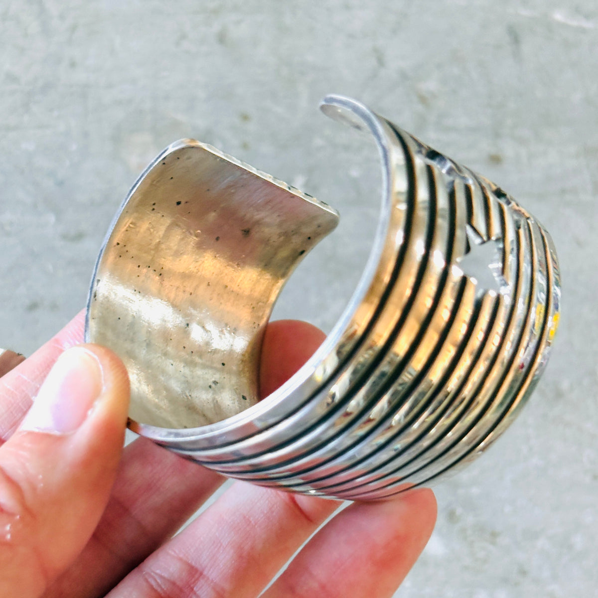 Navajo Andy Cadman Sterling Silver Stars Statement Cuff