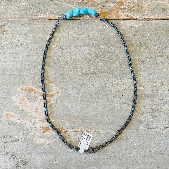 Navajo Corrane Smith Sterling Silver & Kingman Turquoise Necklace