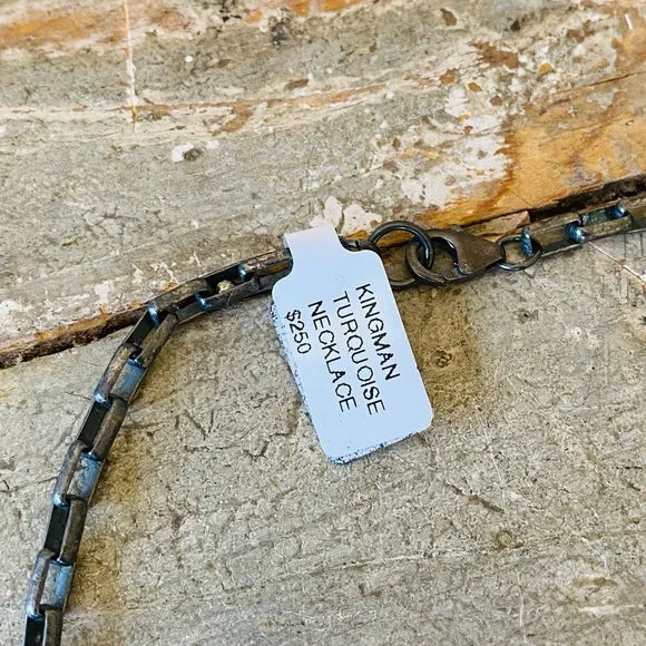 Navajo Corrane Smith Sterling Silver & Kingman Turquoise Necklace