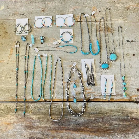 Navajo Corrane Smith Sterling Silver & Kingman Turquoise Necklace