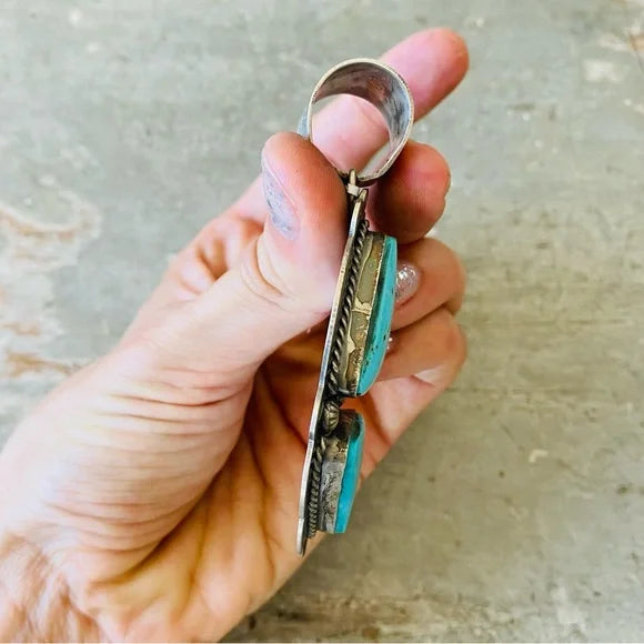 Navajo Boyd Ashley Sterling Silver & Kingman Turquoise Pendant