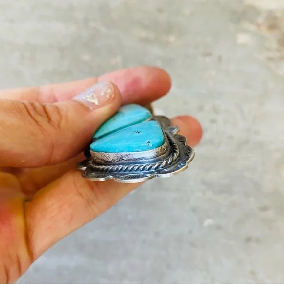 Navajo Boyd Ashley Sterling Silver & Kingman Turquoise Pendant