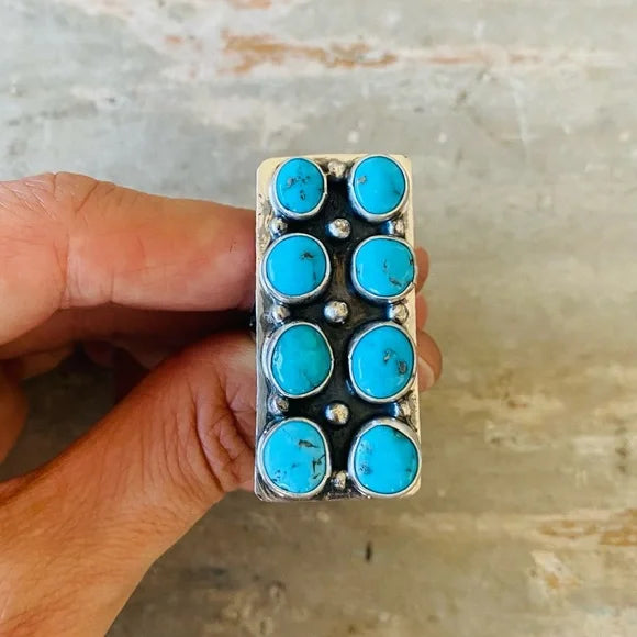 Navajo Signed Sterling Silver & Turquoise Ring