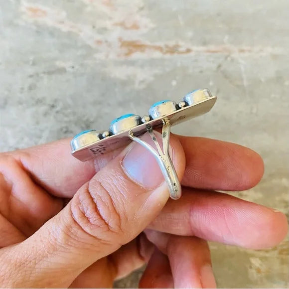 Navajo Signed Sterling Silver & Turquoise Ring