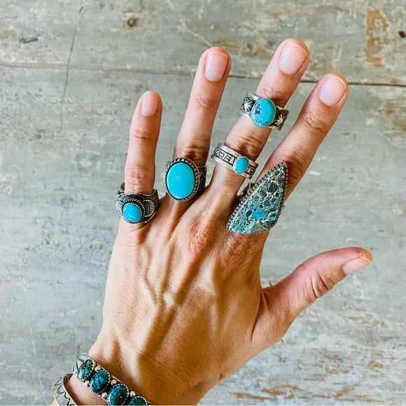 Navajo Landon Secatero Sterling Silver & Appaloosa Turquoise Ring