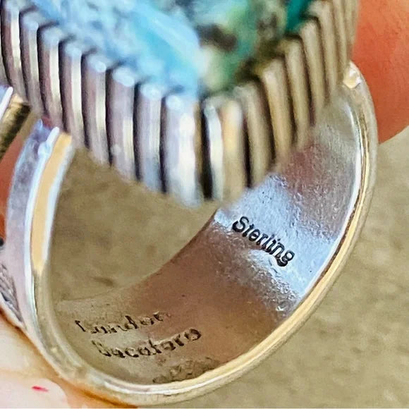 Navajo Landon Secatero Sterling Silver & Appaloosa Turquoise Ring