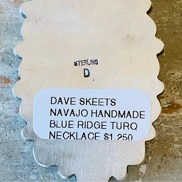 Navajo Dave Skeets Sterling Silver & Blue Ridge Turquoise Cluster Necklace